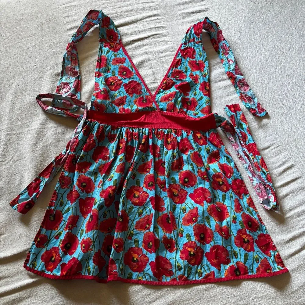 Gourmet Club best Brands Collectible Full Apron Floral Poppies One Size